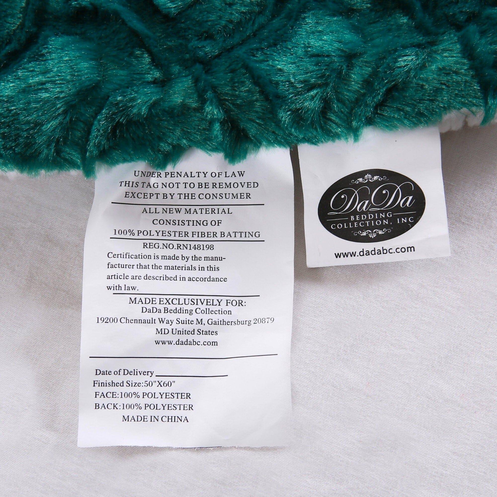 DaDa Bedding Mermaid Scale Emerald Green & Teal Faux Fur Sherpa Throw Blanket