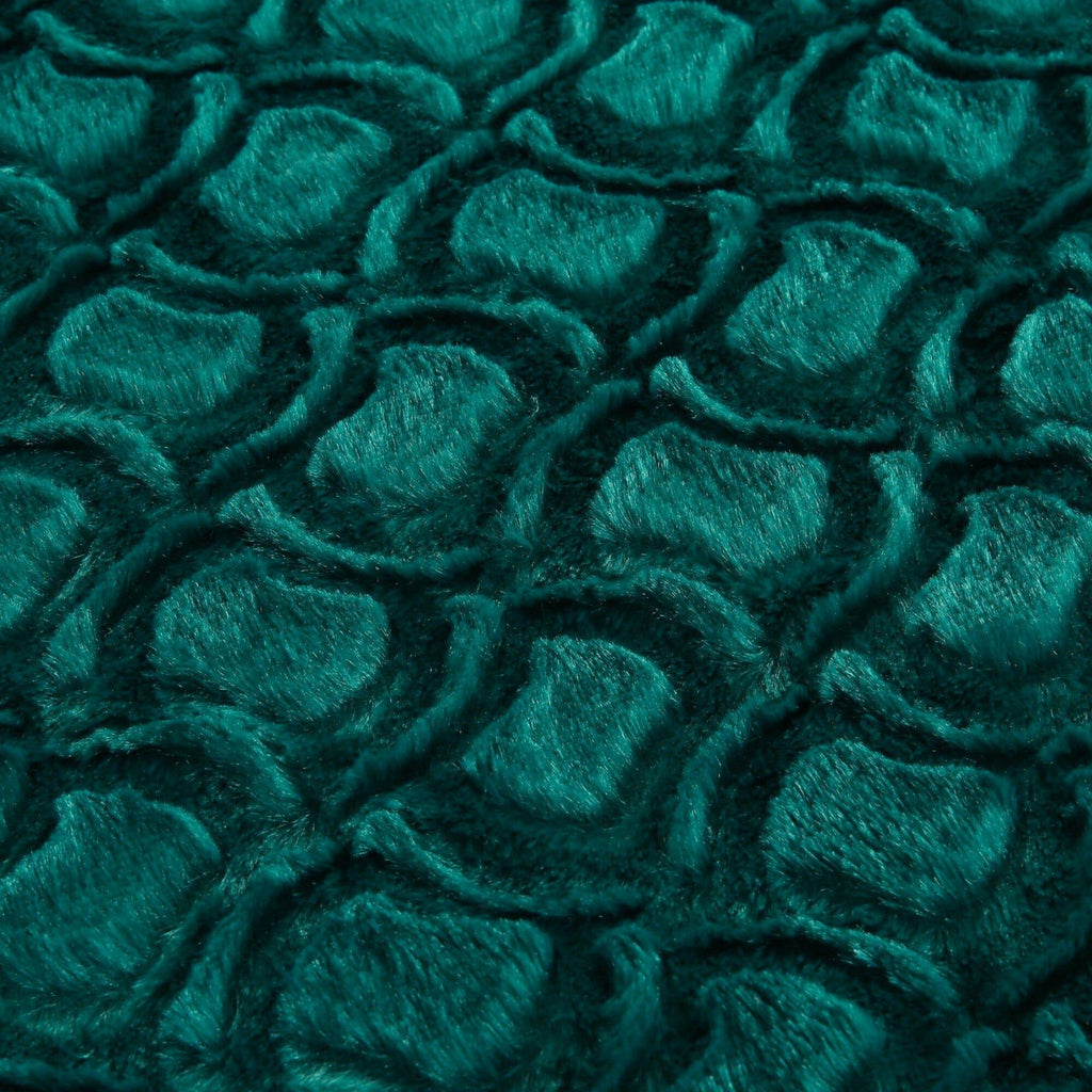 DaDa Bedding Mermaid Scale Emerald Green & Teal Faux Fur Sherpa Throw Blanket