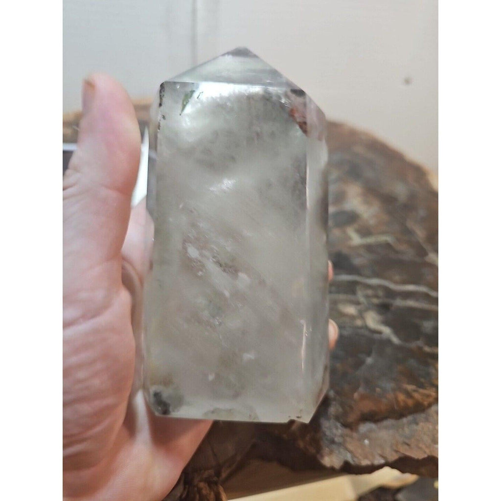 Green Ghost Phantom Quartz Obelisk — 1.73 lb | Natural Crystal Tower from Madagascar