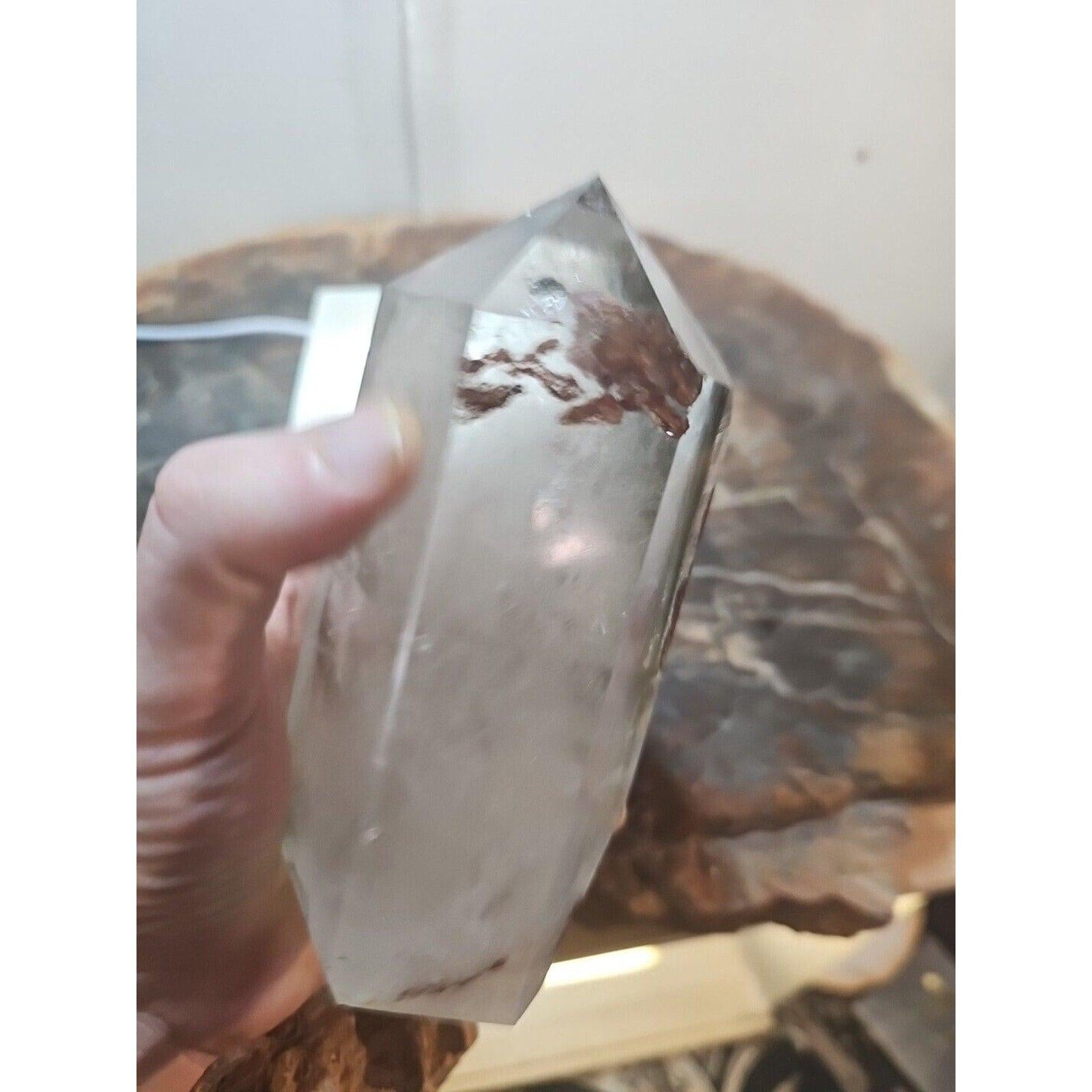 Green Ghost Phantom Quartz Obelisk — 1.73 lb | Natural Crystal Tower from Madagascar