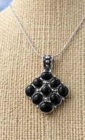 Black Onyx Cluster Pendant – Silver Statement Gemstone Jewelry