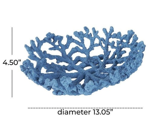 Blue Coral Resin Decorative Bowl – Open-Frame Coastal Centerpiece | Large or Small