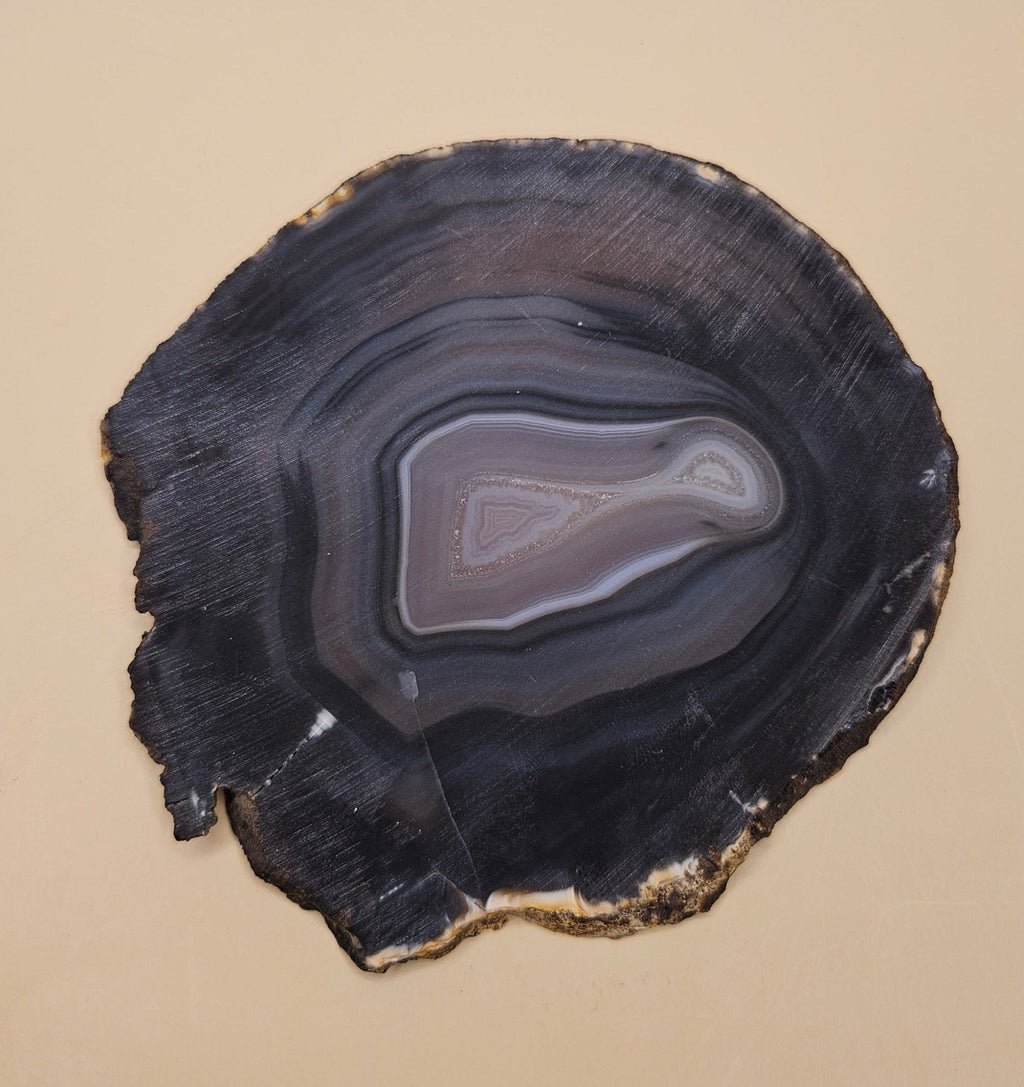 Brazilian Agate Slab – Bullseye Geode Slice with Quartz Center – 136g