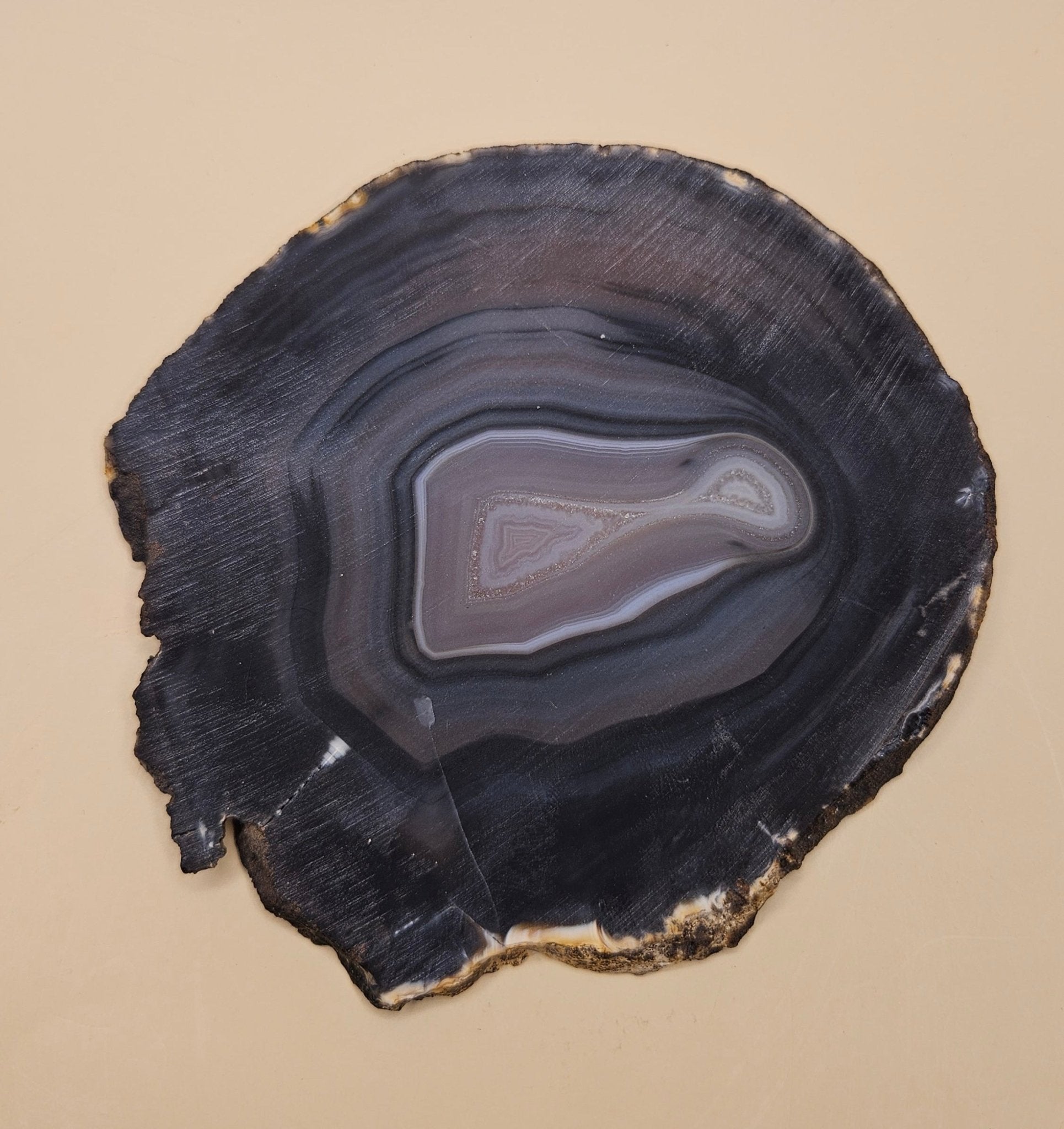 Brazilian Agate Slab – Bullseye Geode Slice with Quartz Center – 136g