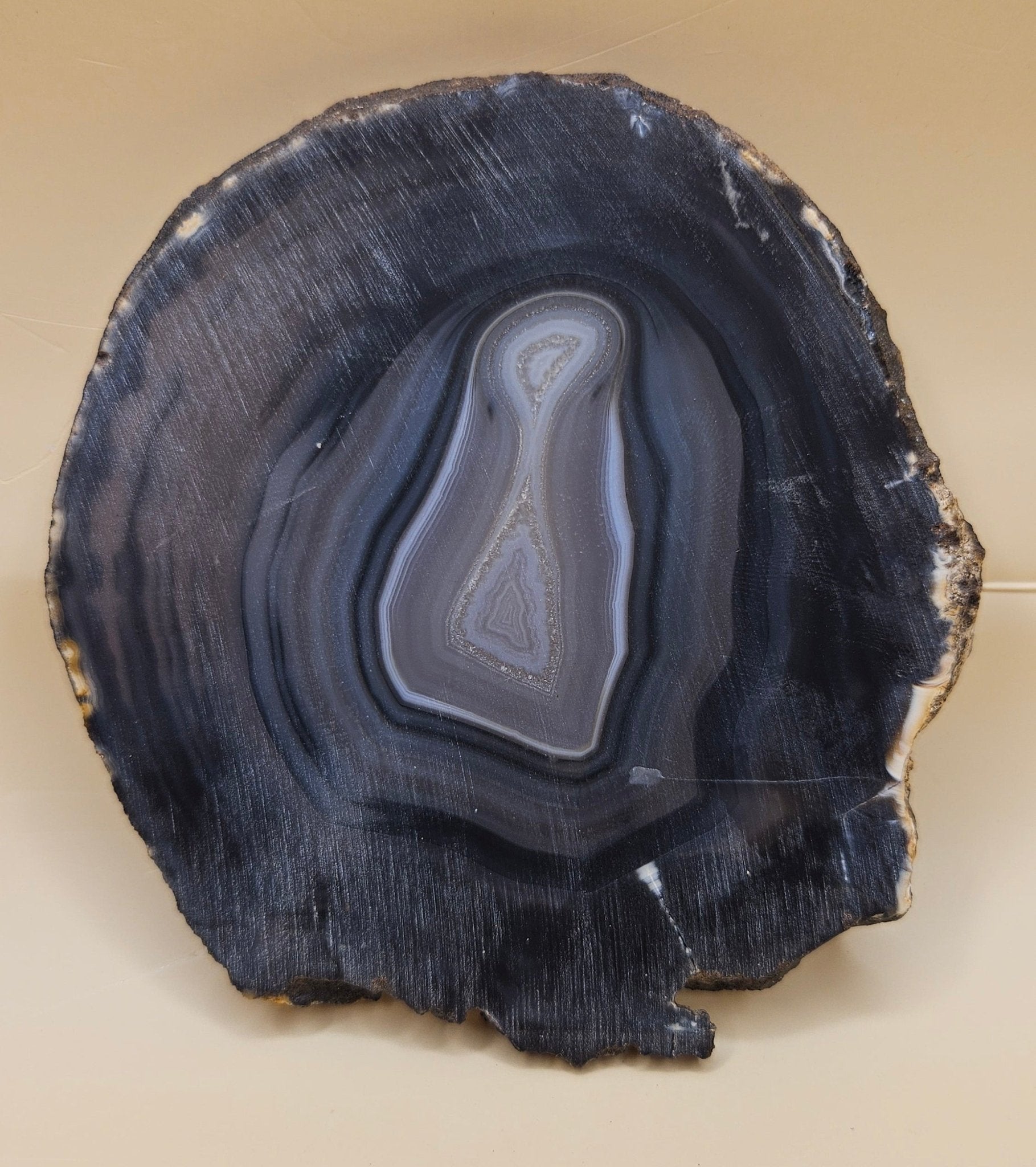 Brazilian Agate Slab – Bullseye Geode Slice with Quartz Center – 136g