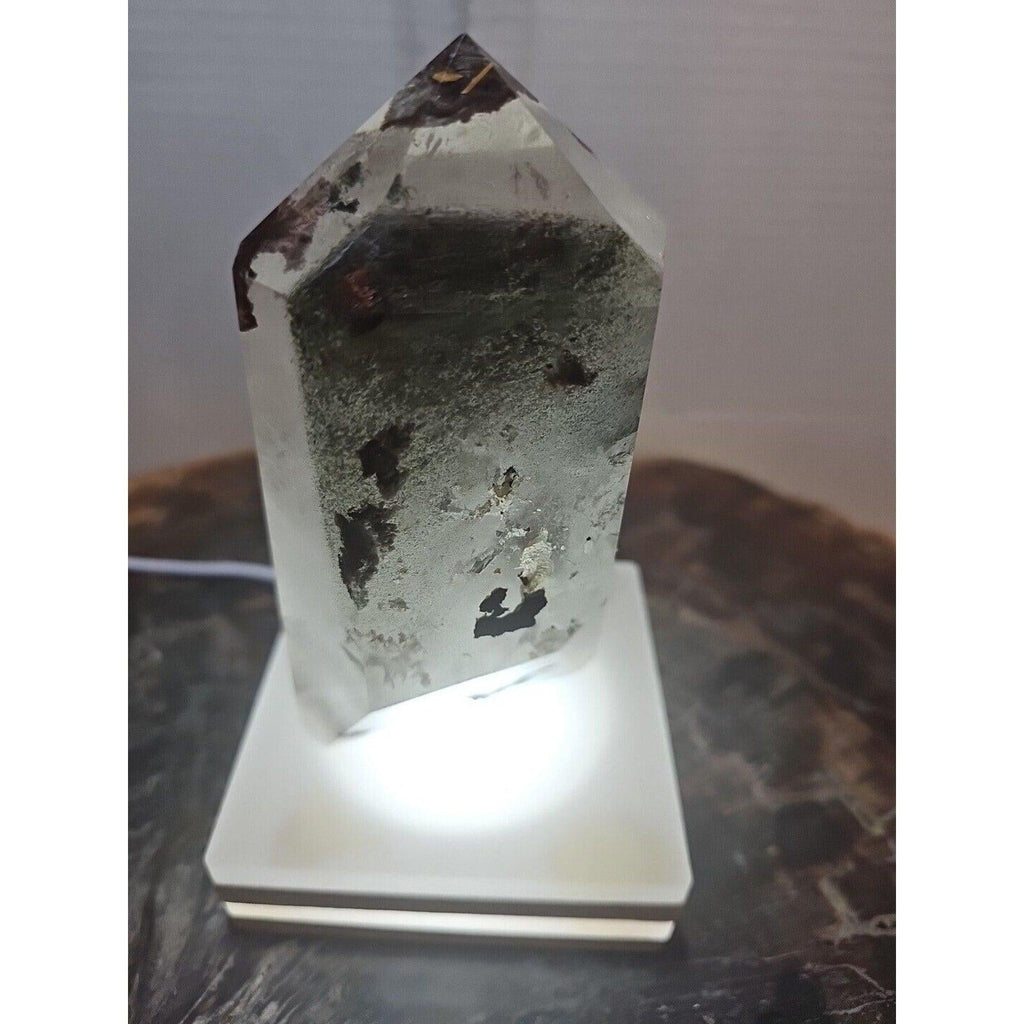 Green Ghost Phantom Quartz Obelisk — 1.73 lb | Natural Crystal Tower from Madagascar