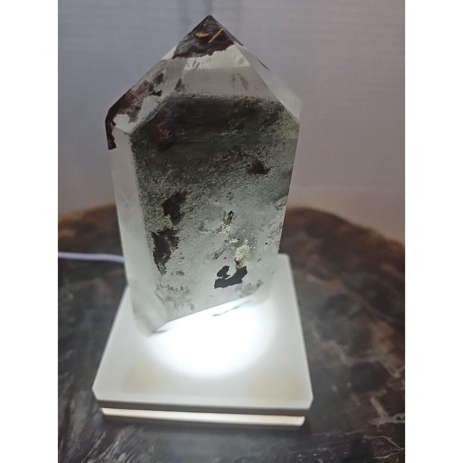 Green Ghost Phantom Quartz Obelisk — 1.73 lb | Natural Crystal Tower from Madagascar