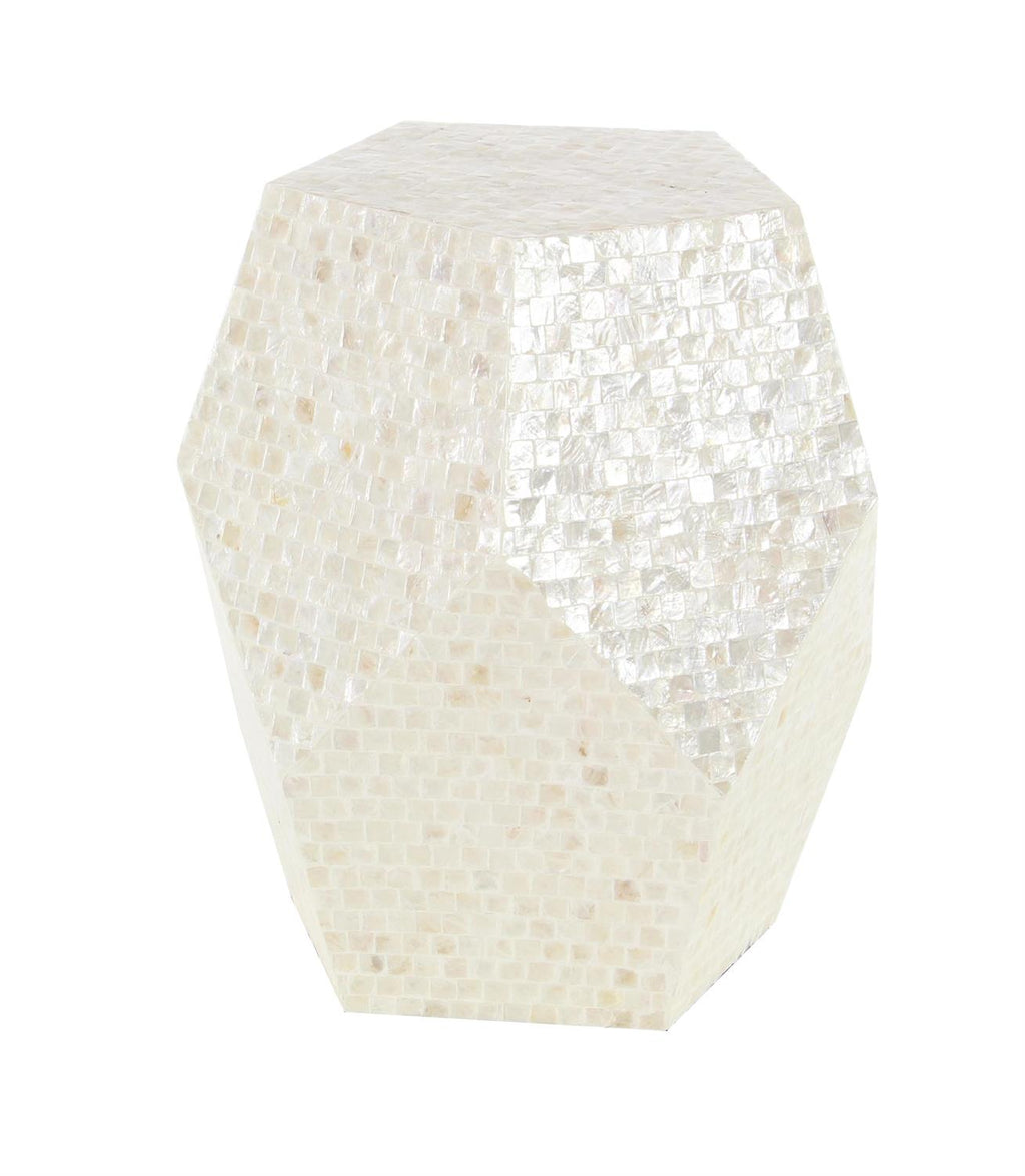 Cream Mother of Pearl Shell Handmade Side End Accent Table
