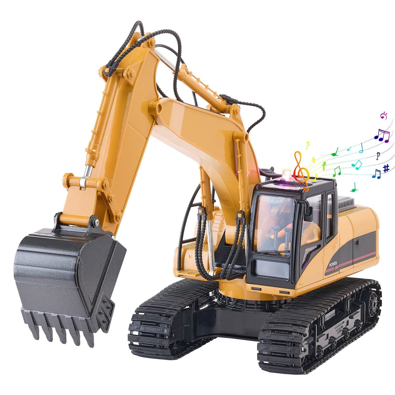 1:14 Scale RC Excavator Toy with Metal Bucket & Rubber Tracks – 15-Channel Remote Control Digger
