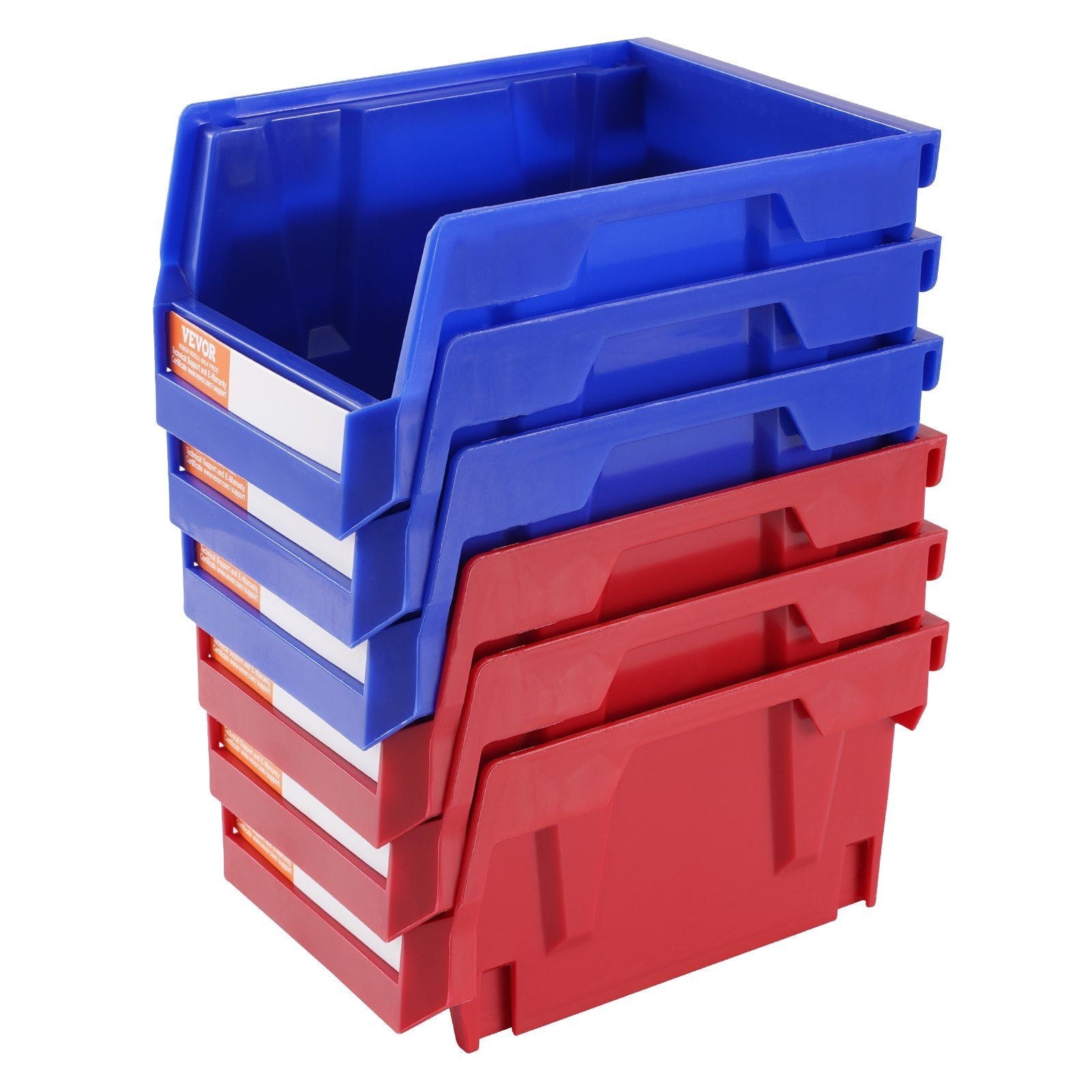 VEVOR Stackable Storage Bins 24-Pack | 5" x 4" x 3" Hanging Organizer Bins, Blue & Red