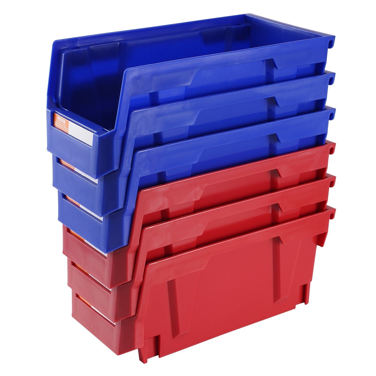 VEVOR Stackable Storage Bins 12-Pack | 11" x 5" x 5" Large Hanging Organizer Bins, Blue & Red
