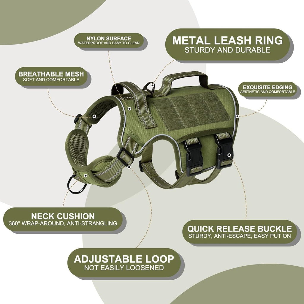 No-Pull Tactical Dog Harness with Molle System