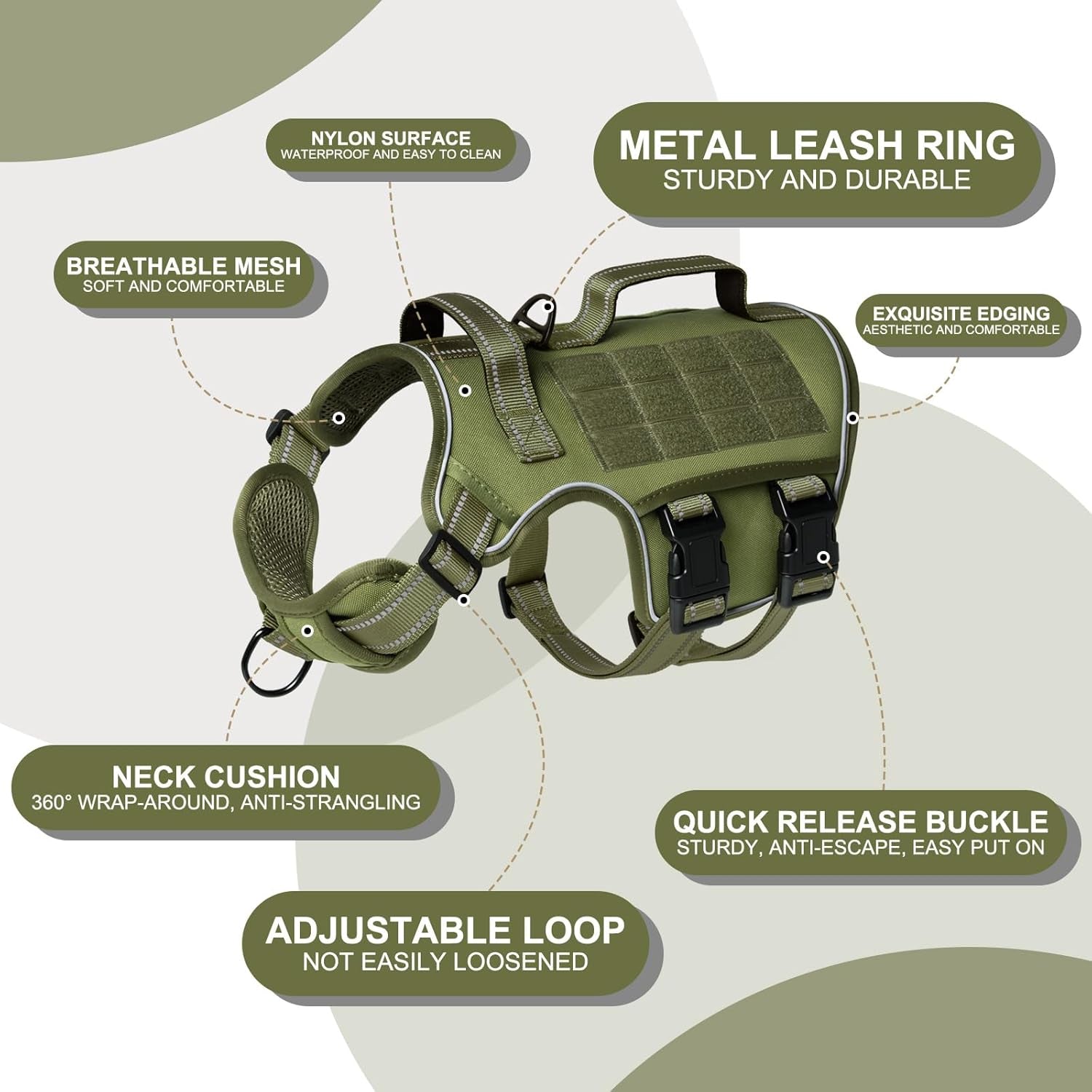 No-Pull Tactical Dog Harness with Molle System
