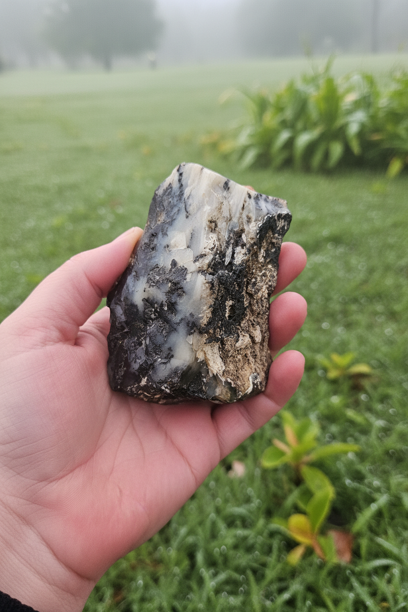 Dendritic Opal Rough Specimen – 304g Natural Collector’s Piece