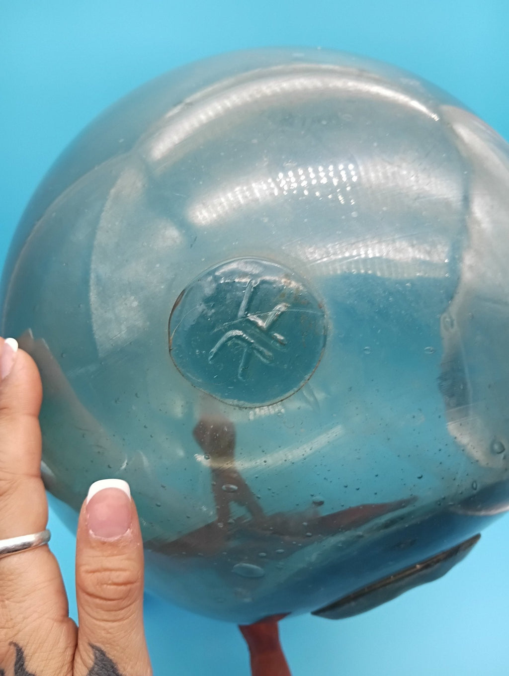 Hand-Blown Glass Fishing Float – Extra Large Japanese Nautical Decor 10.5"