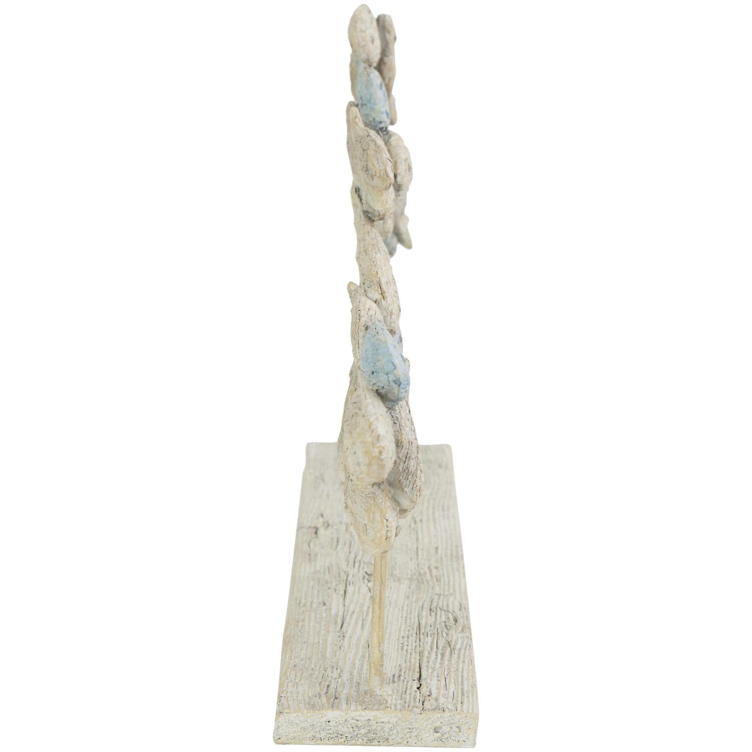 Light Blue Polystone Fish Textured Ombre Swimming Decorative Sculpture with Stand
