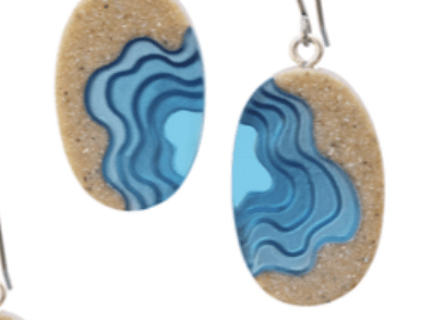 Littoral Oval Earrings – Aqua & Ultramarine Resin Coastal Drops