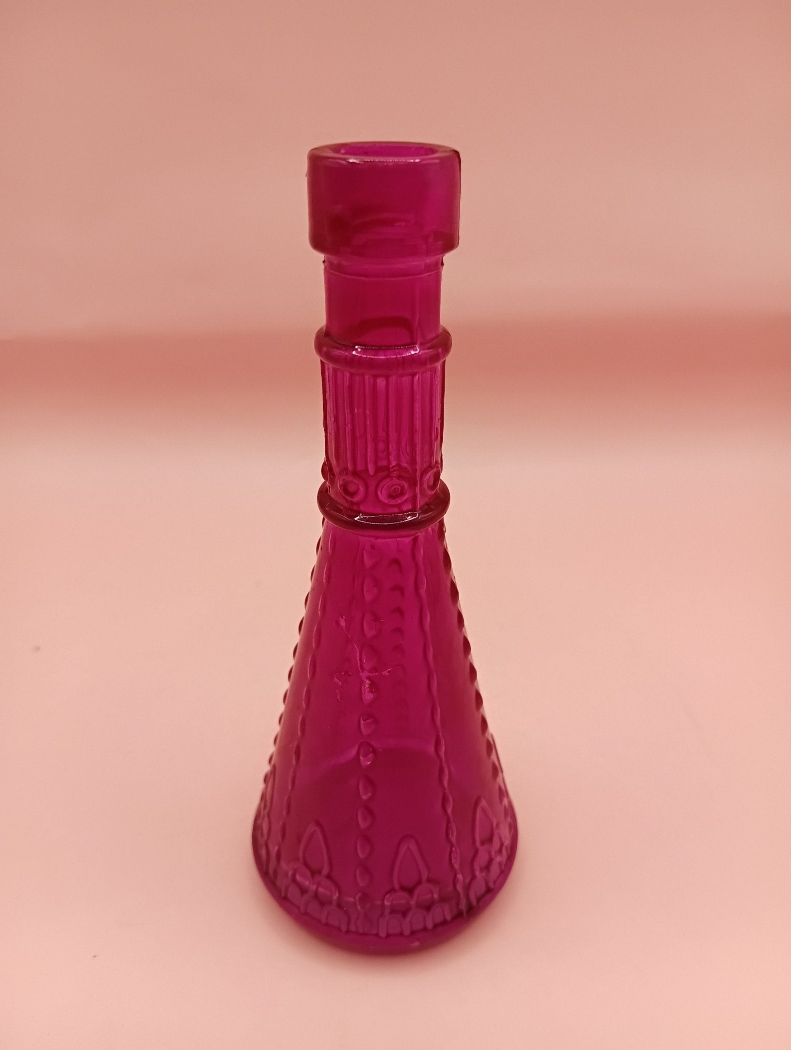 Miniature Apothecary Glass Bottle – Vintage 4.8" x 1.9" – Colored Glass Bud Vase (No Stopper Included)