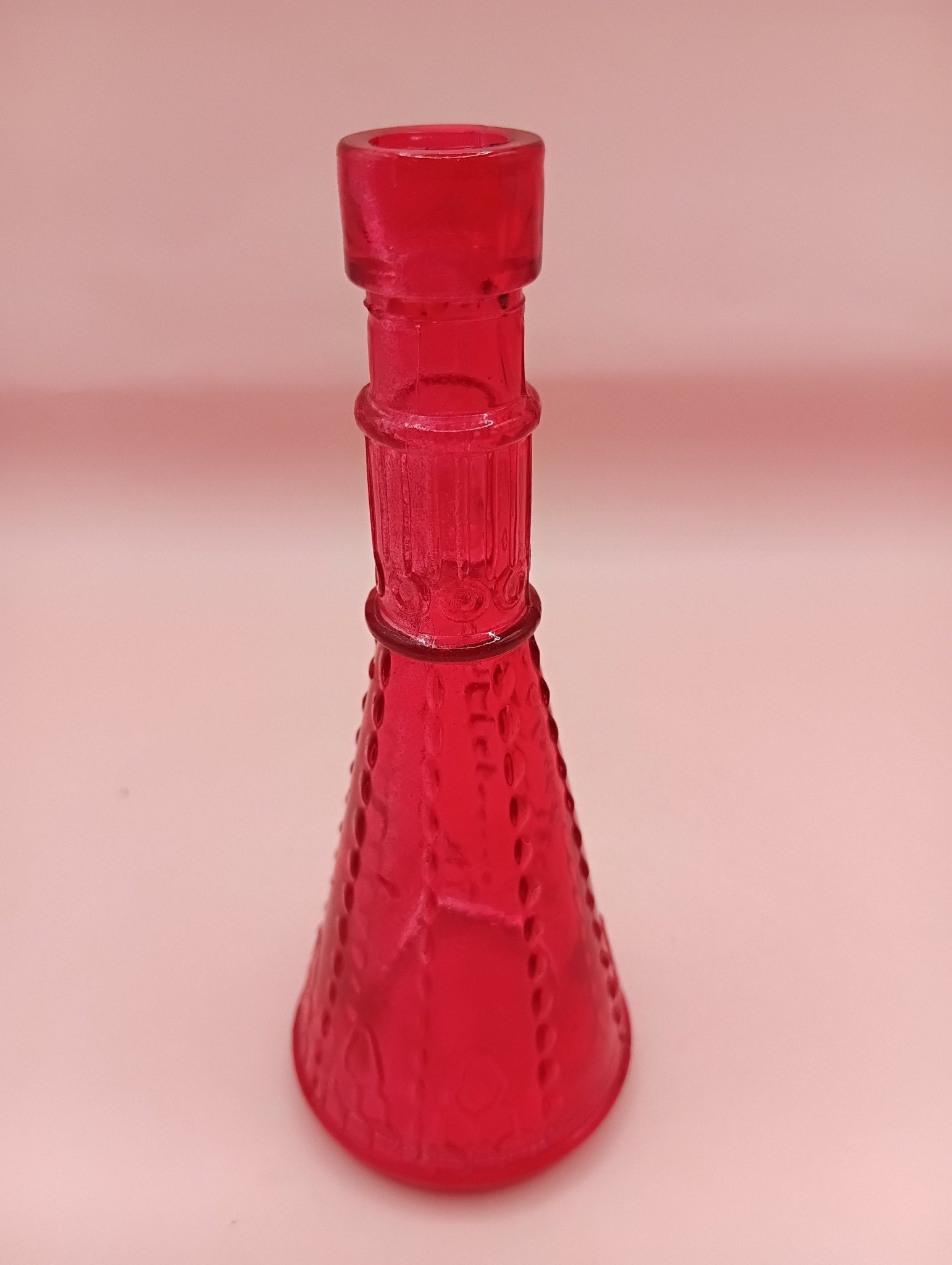 Miniature Apothecary Glass Bottle – Vintage 4.8" x 1.9" – Colored Glass Bud Vase (No Stopper Included)