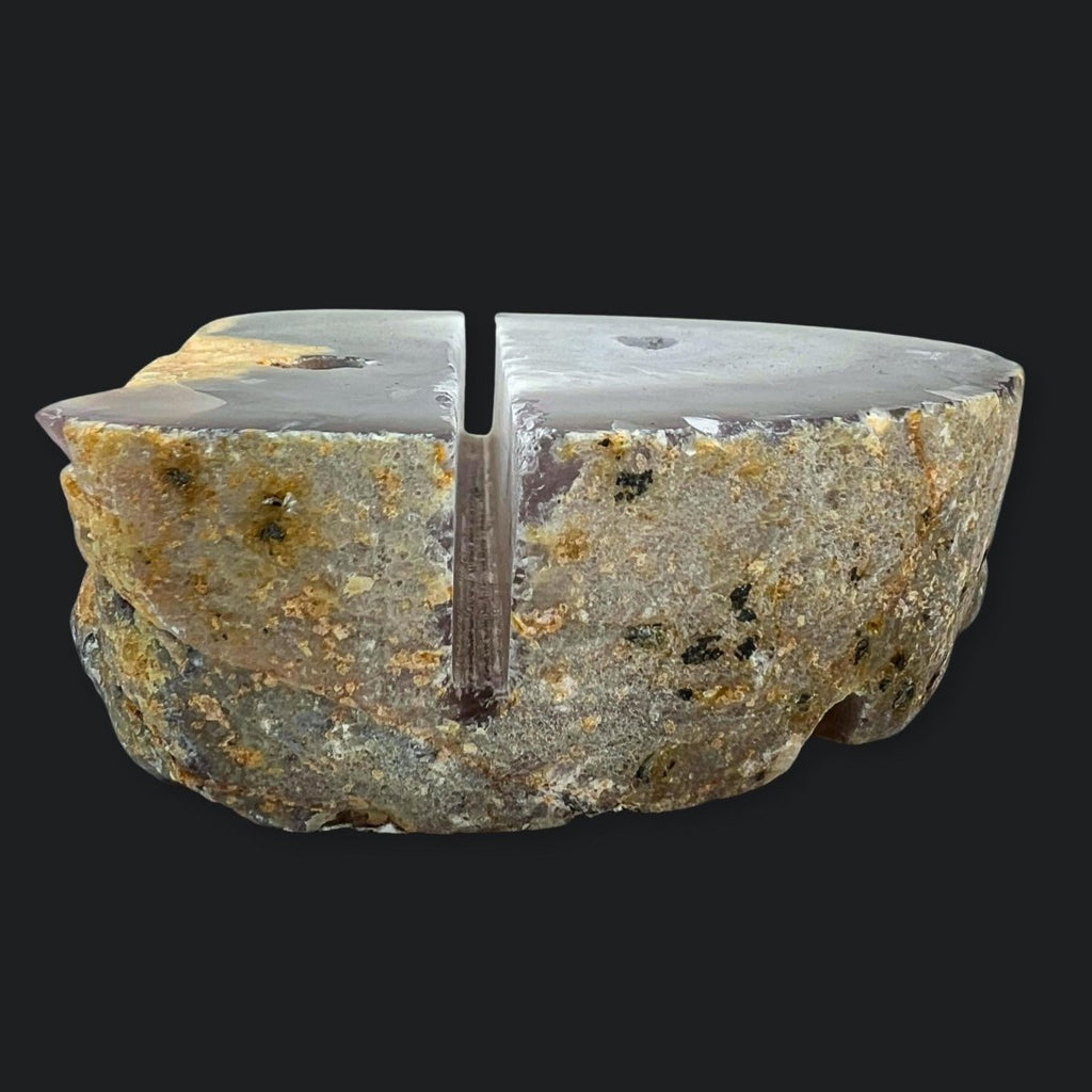 Natural Agate Geode Pen & Card Holder | One-of-a-Kind Gemstone Desk Decor, 3–5"