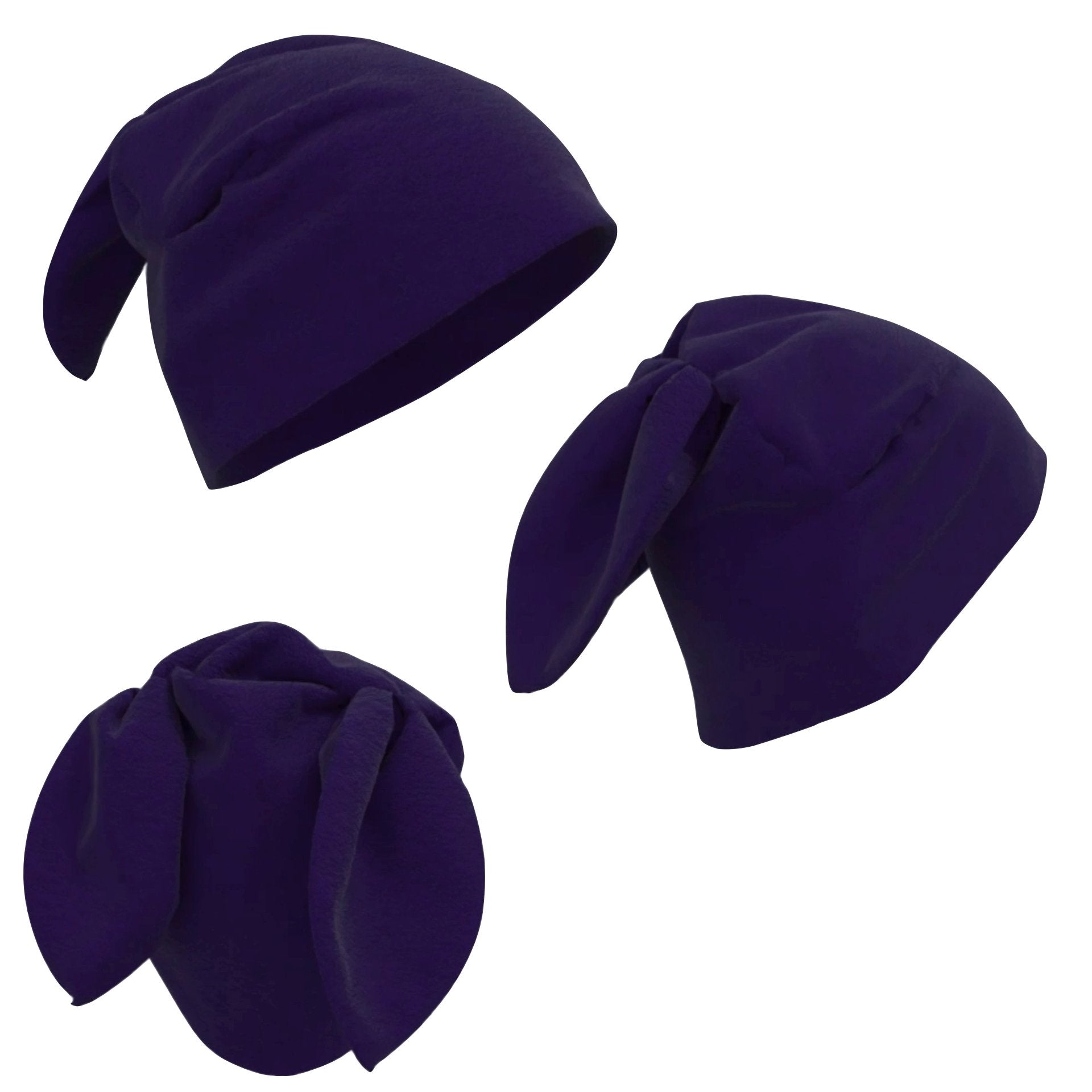 Fleece Bunny Beanie – Red, Navy Blue & Grey Kawaii Winter Hats with Bunny Ears for Alt Fashion