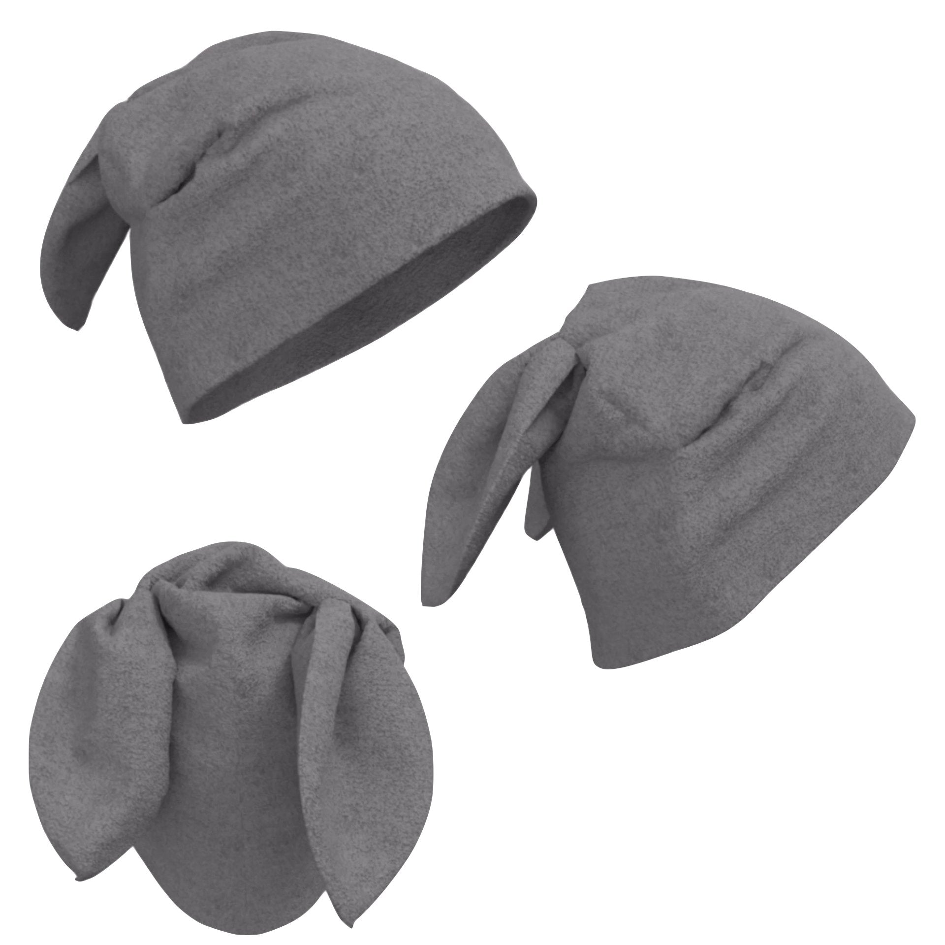 Fleece Bunny Beanie – Red, Navy Blue & Grey Kawaii Winter Hats with Bunny Ears for Alt Fashion