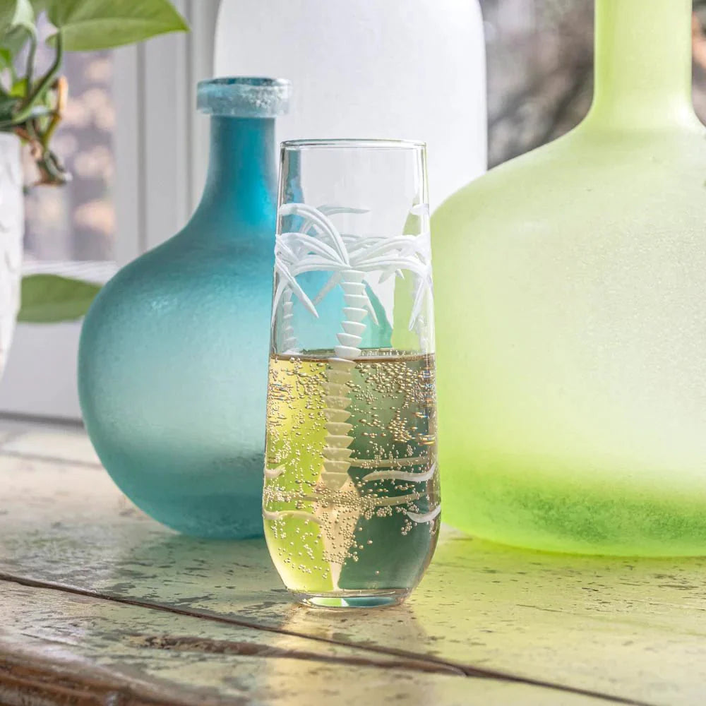 Palm Tree Etched Glassware