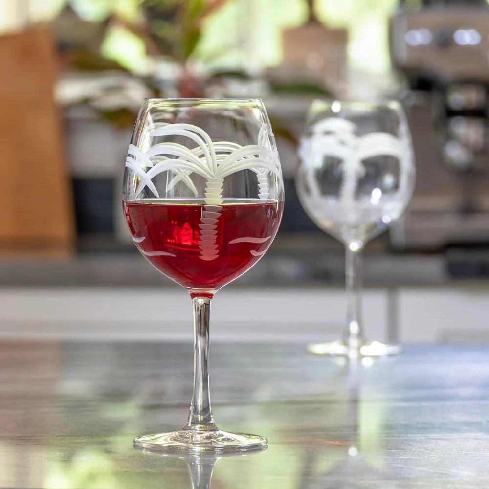 Palm Tree Etched Glassware
