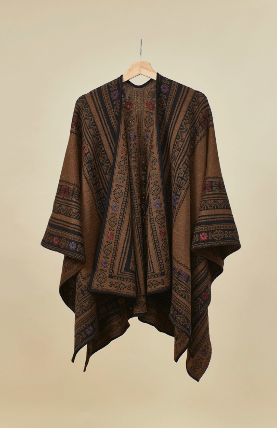 Reversible Alpaca Cape | Hand Embroidery | Shawl