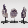 Rough Amethyst Crystal with Metal Stand | One-of-a-Kind Violet Gemstone Specimen, 5–6"