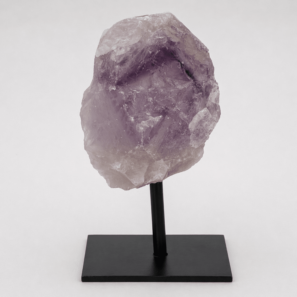 Rough Amethyst Crystal with Metal Stand | One-of-a-Kind Violet Gemstone Specimen, 5–6"