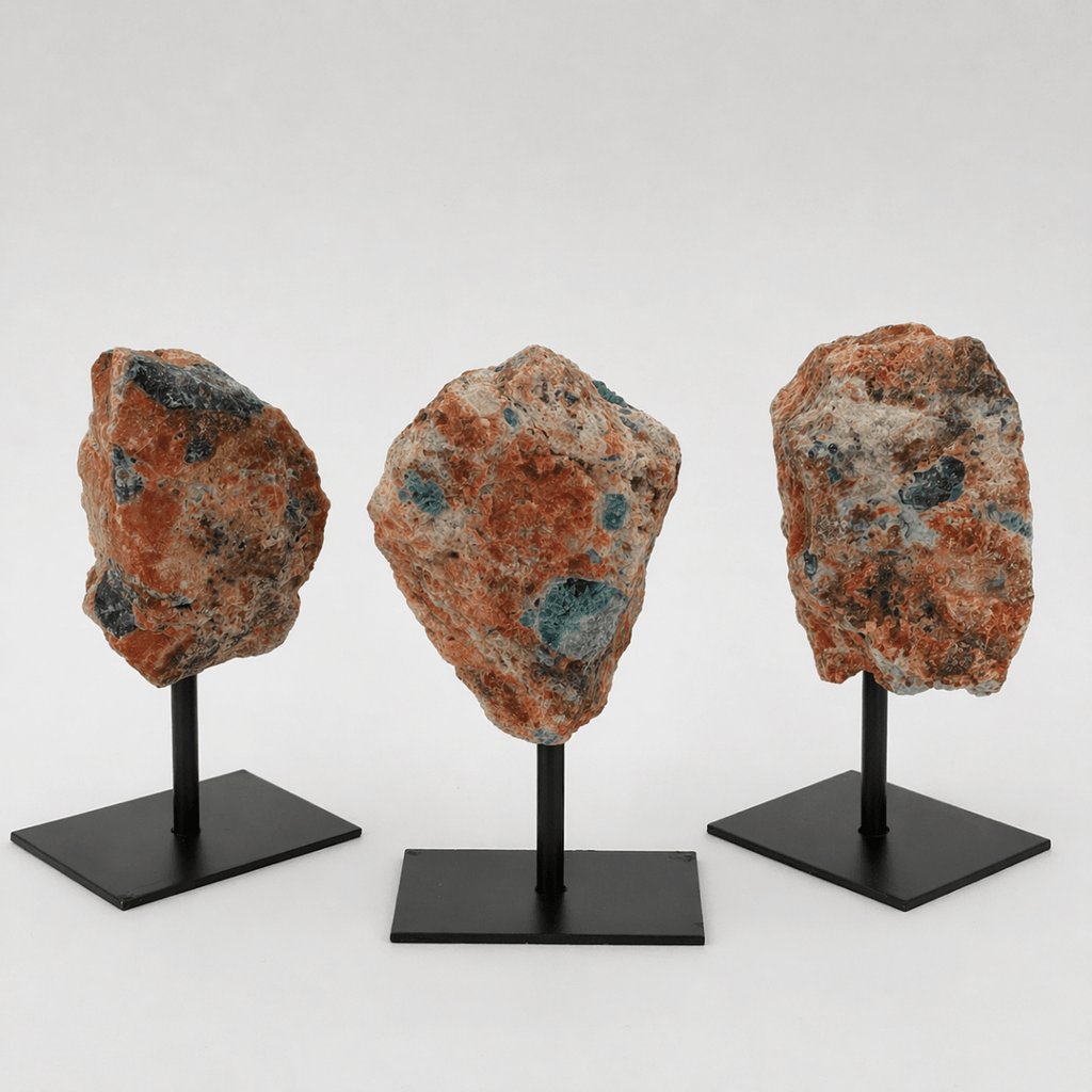 Rough Apatite on Calcite Matrix with Metal Stand | One-of-a-Kind Crystal Specimen, 5–6"