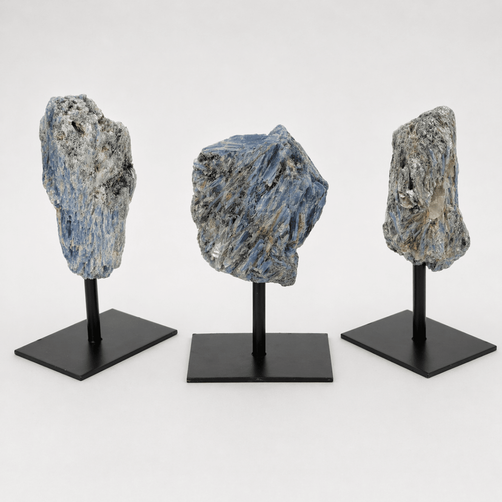 Rough Blue Kyanite Crystal with Metal Stand | One-of-a-Kind Mineral Specimen, 5–6"