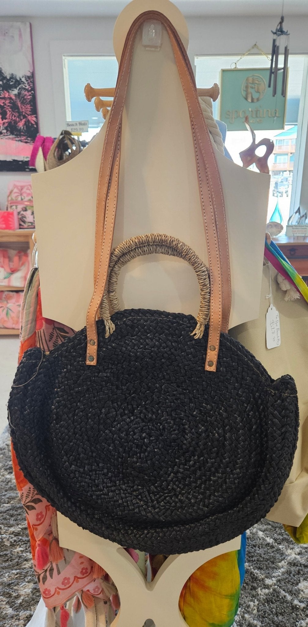 Round Woven Straw Tote Bag | Natural Beach Purse | 3 Colors