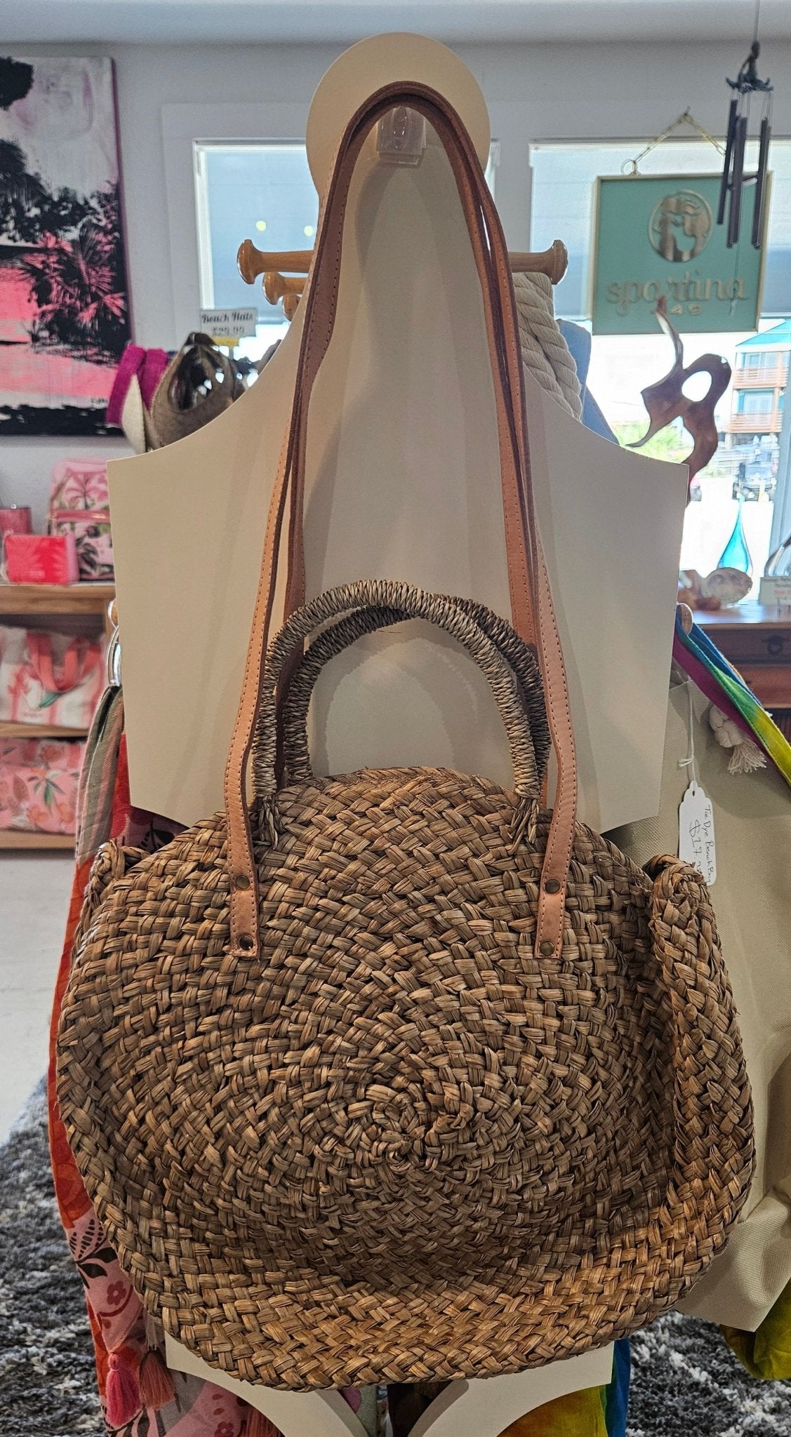 Round Woven Straw Tote Bag | Natural Beach Purse | 3 Colors