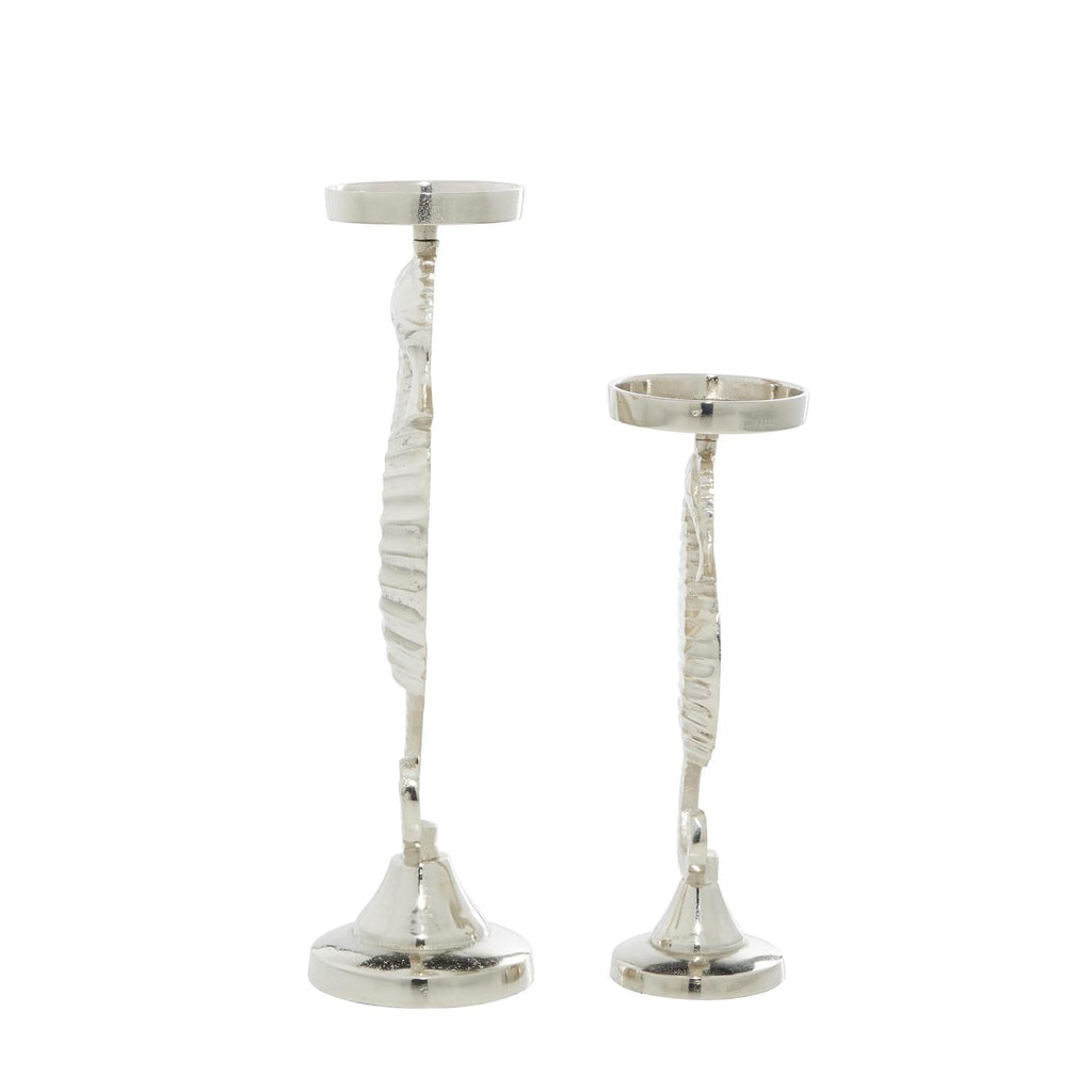 Silver Aluminum Seahorse Candle Holders