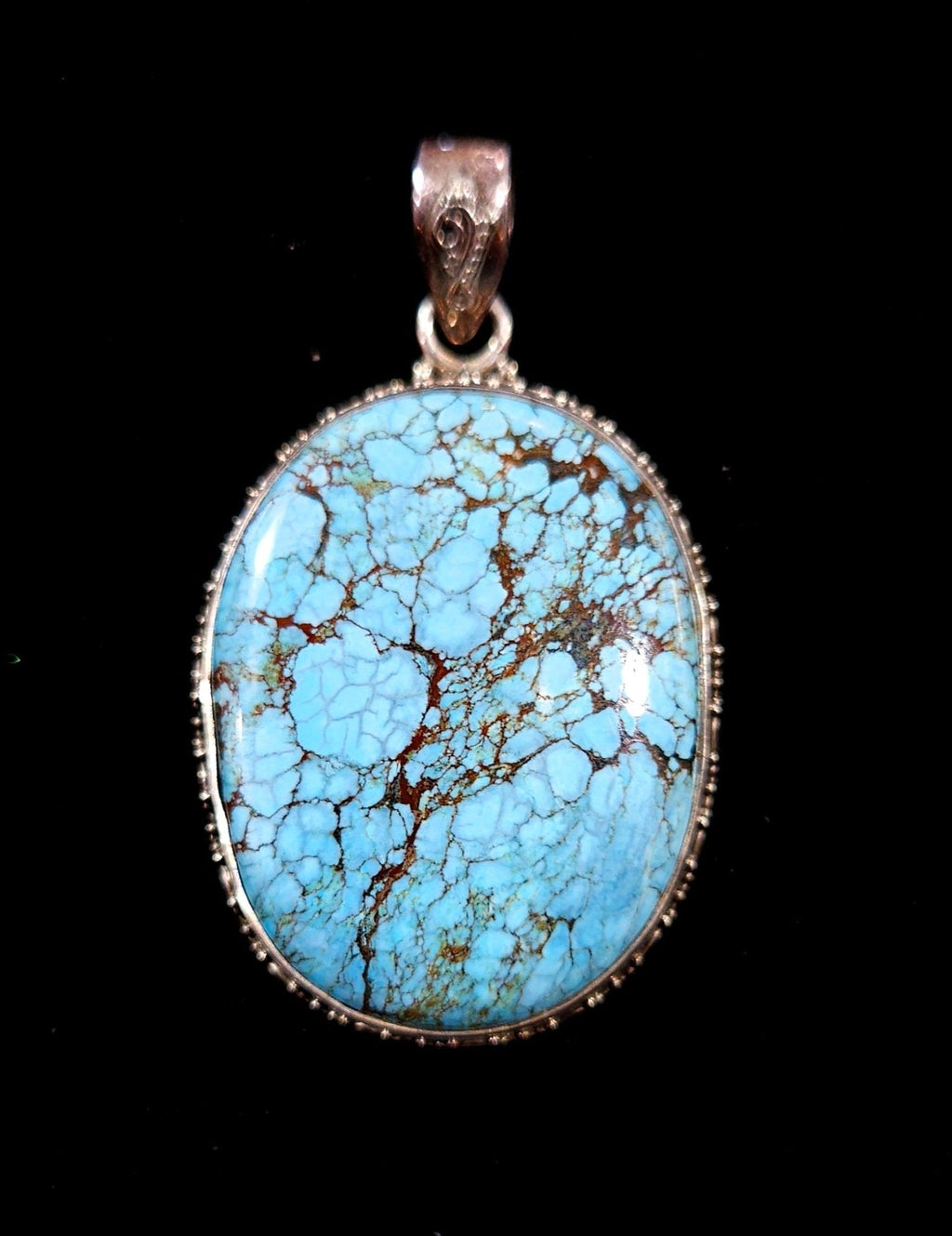Sterling Silver Number 8 Turquoise Pendant – Natural Turquoise Statement Jewelry
