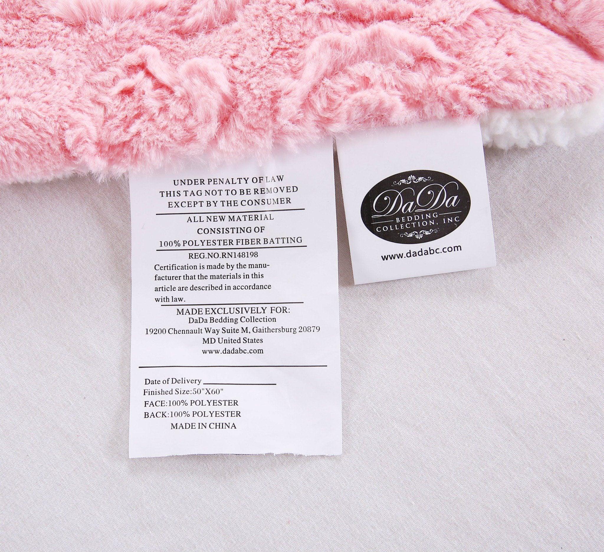 DaDa Bedding Rose Buds Blushing Pink Faux Fur Sherpa Throw Blanket