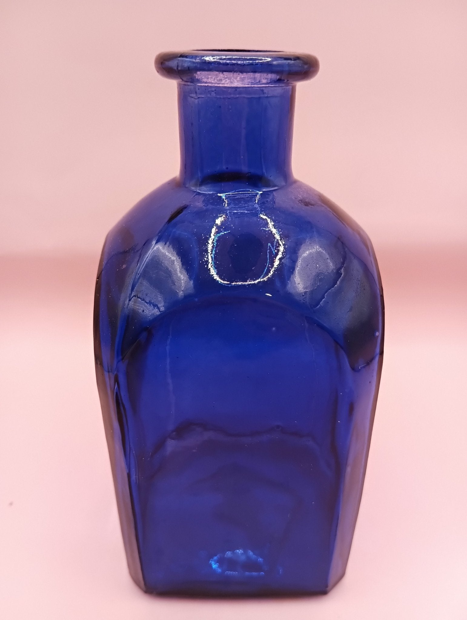 Vintage Square Glass Bottles  – Available in Clear, Green, Pink, Red, Blue, Teal, Purple – 5.5" Tall