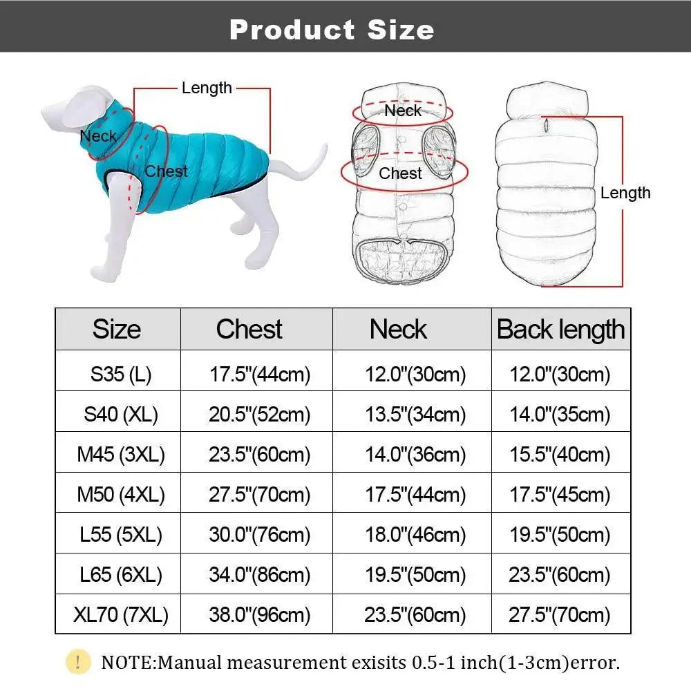 Reversible Winter Dog Jacket – 3-Layer Waterproof Vest Coat for Small to Large Dogs
