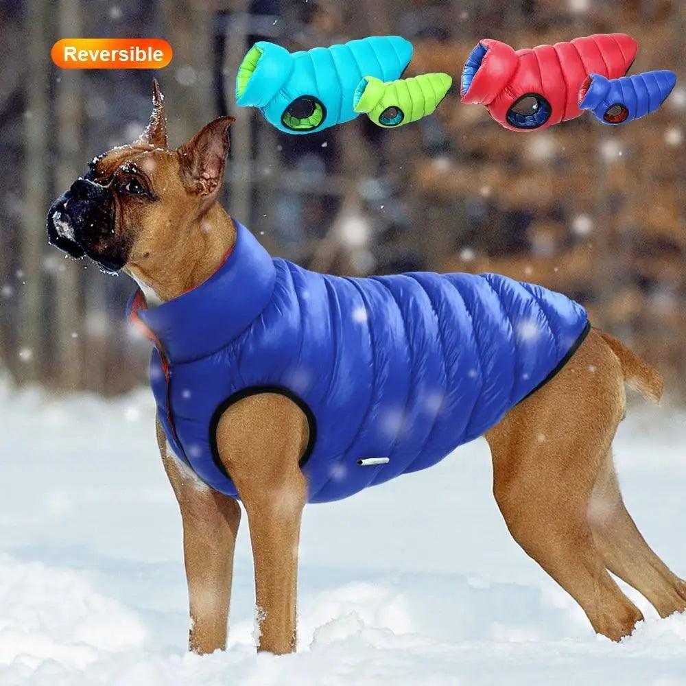 Reversible Winter Dog Jacket – 3-Layer Waterproof Vest Coat for Small to Large Dogs